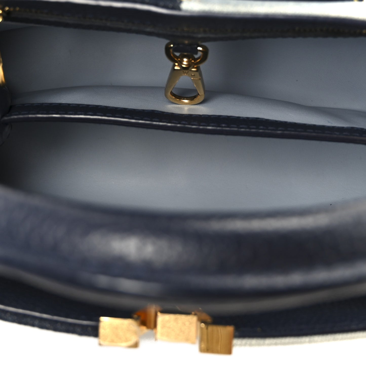 Taurillon Denim Capucines BB Navy Blue