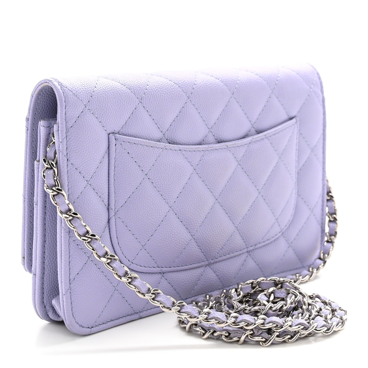 Caviar Quilted Wallet on Chain WOC Light Purple