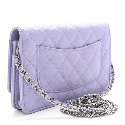 Chanel Caviar Quilted Wallet on Chain WOC Light Purple 3 of 12