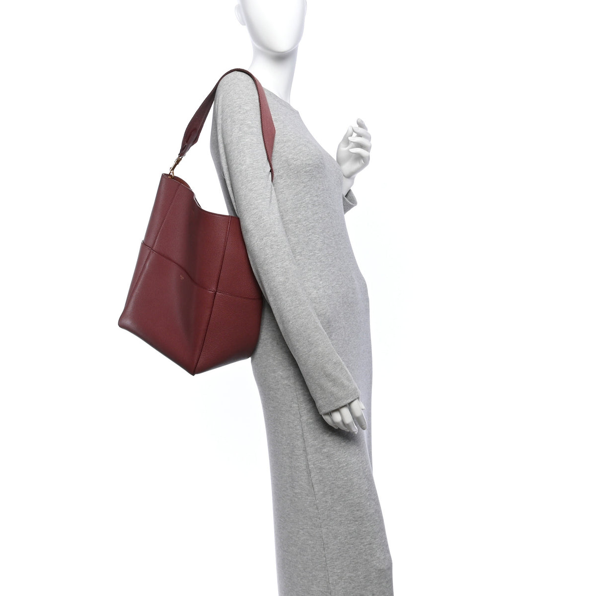 Celine Soft Grained Calfskin Sangle Bucket Bag Light Burgundy 2 of 11