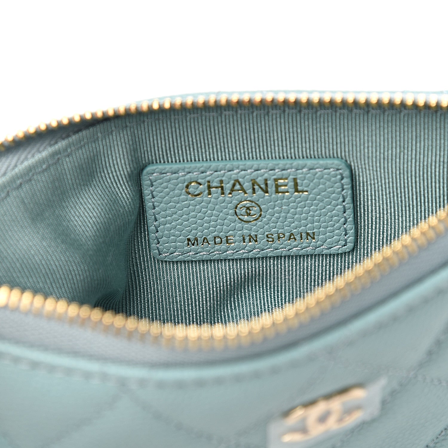 Chanel Caviar Quilted Small Cosmetic Case Light Blue 5 of 7