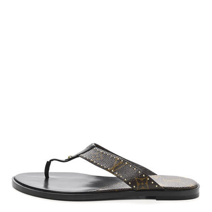 Louis Vuitton Monogram Sunny Flat Thong Sandals 37.5 Black 1 of 8