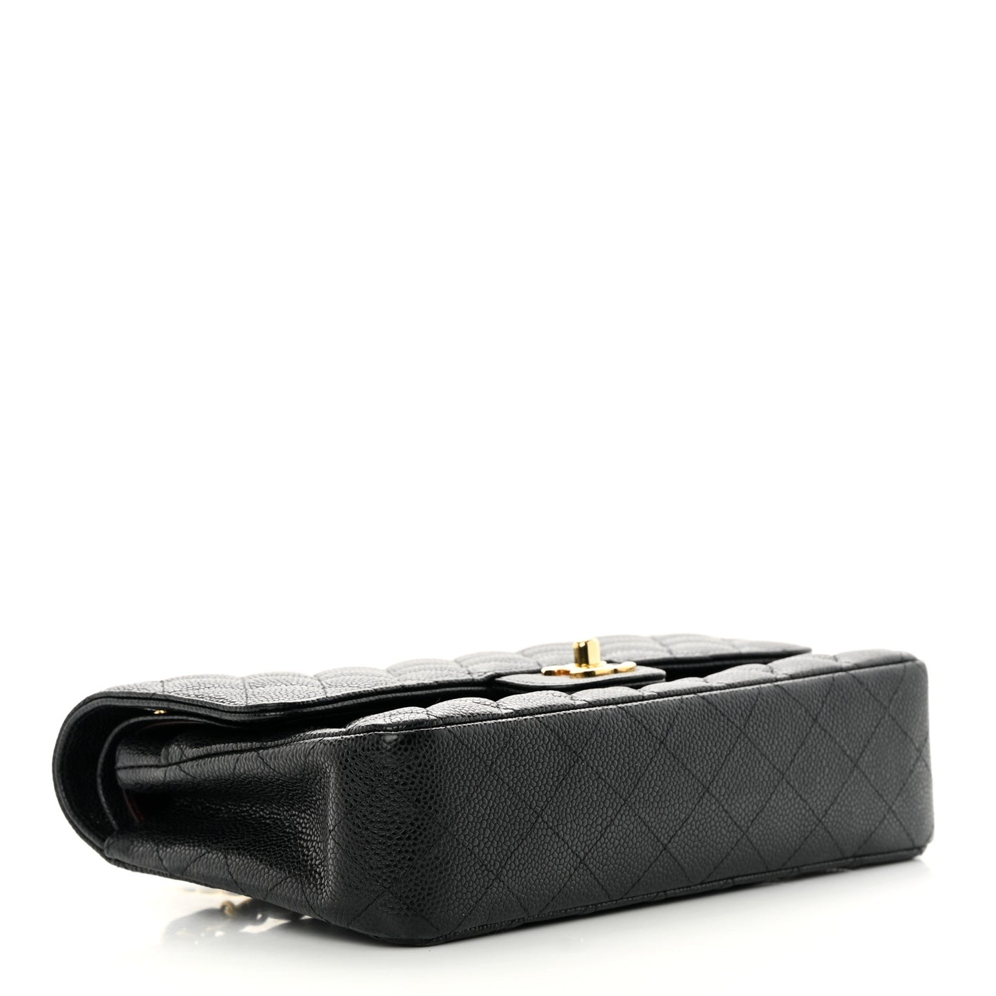 Caviar Quilted Medium Double Flap Black