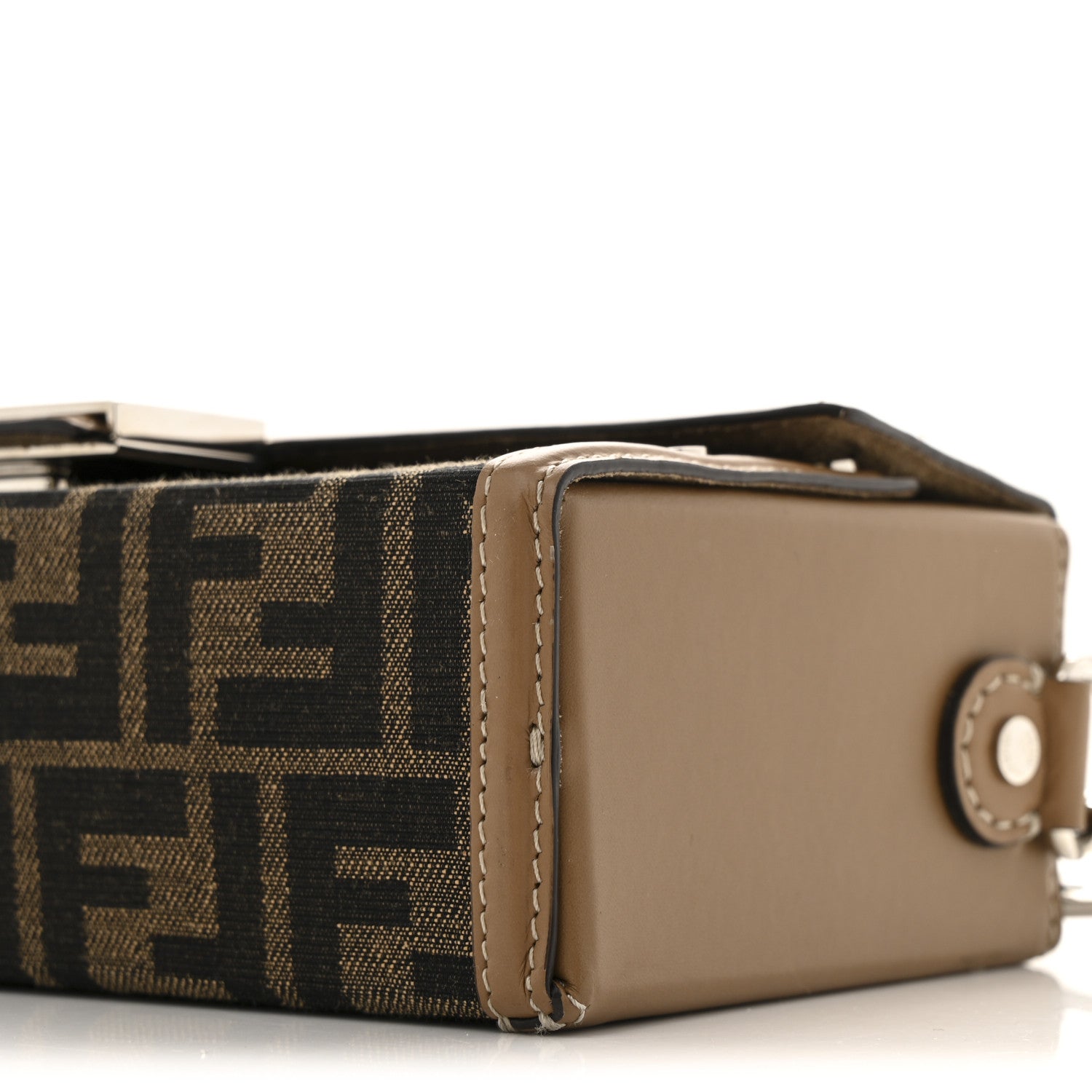 Fendi Recycled Fabric Jacquard Vitello King FF 1974 Baguette Soft Trunk Phone Pouch Tobacco Moro Sand 10 of 13