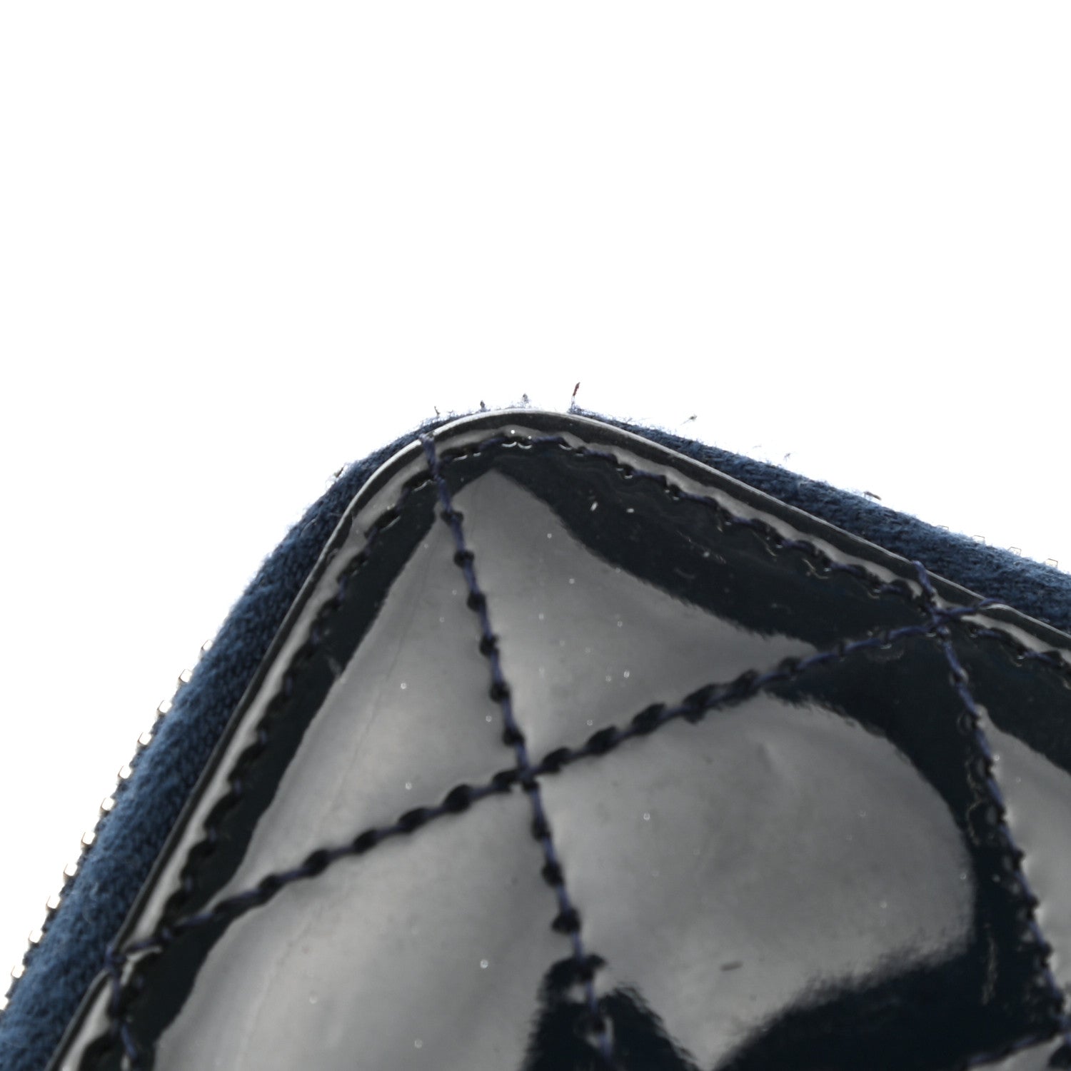 Chanel Patent Calfskin Quilted Large Gusset Zip Around Wallet Blue 10 of 12