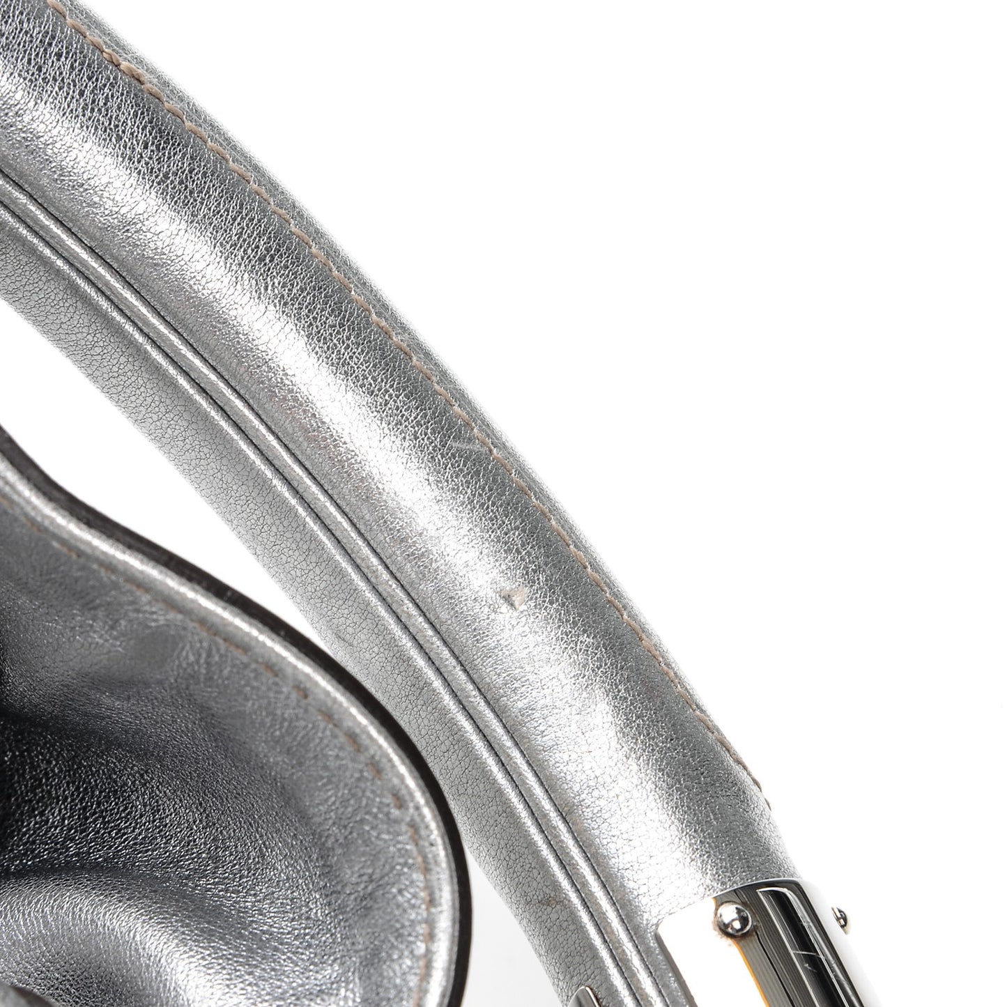 Metallic Calfskin Large Indy Top Handle Hobo Silver
