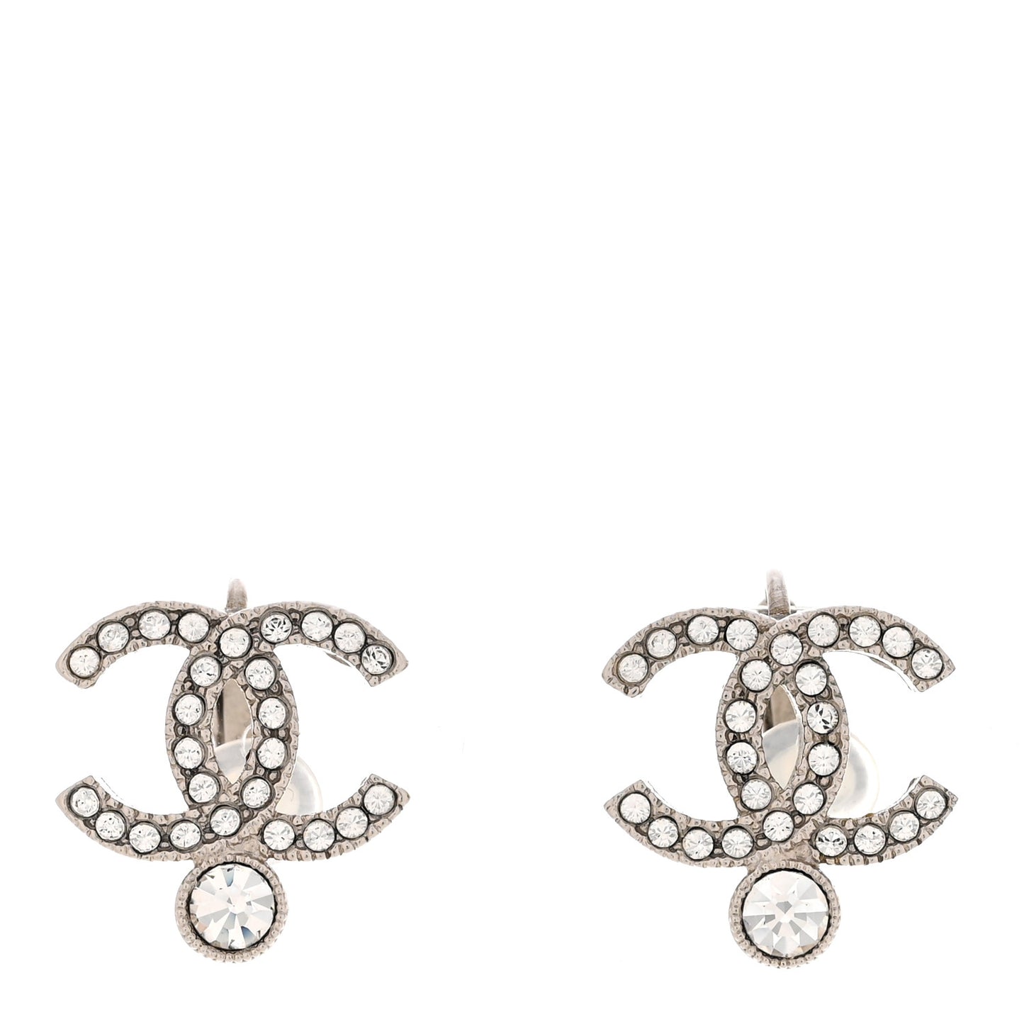 Crystal CC Clip On Earrings Silver