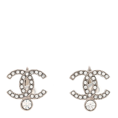 Chanel Crystal CC Clip On Earrings Silver 1 of 6