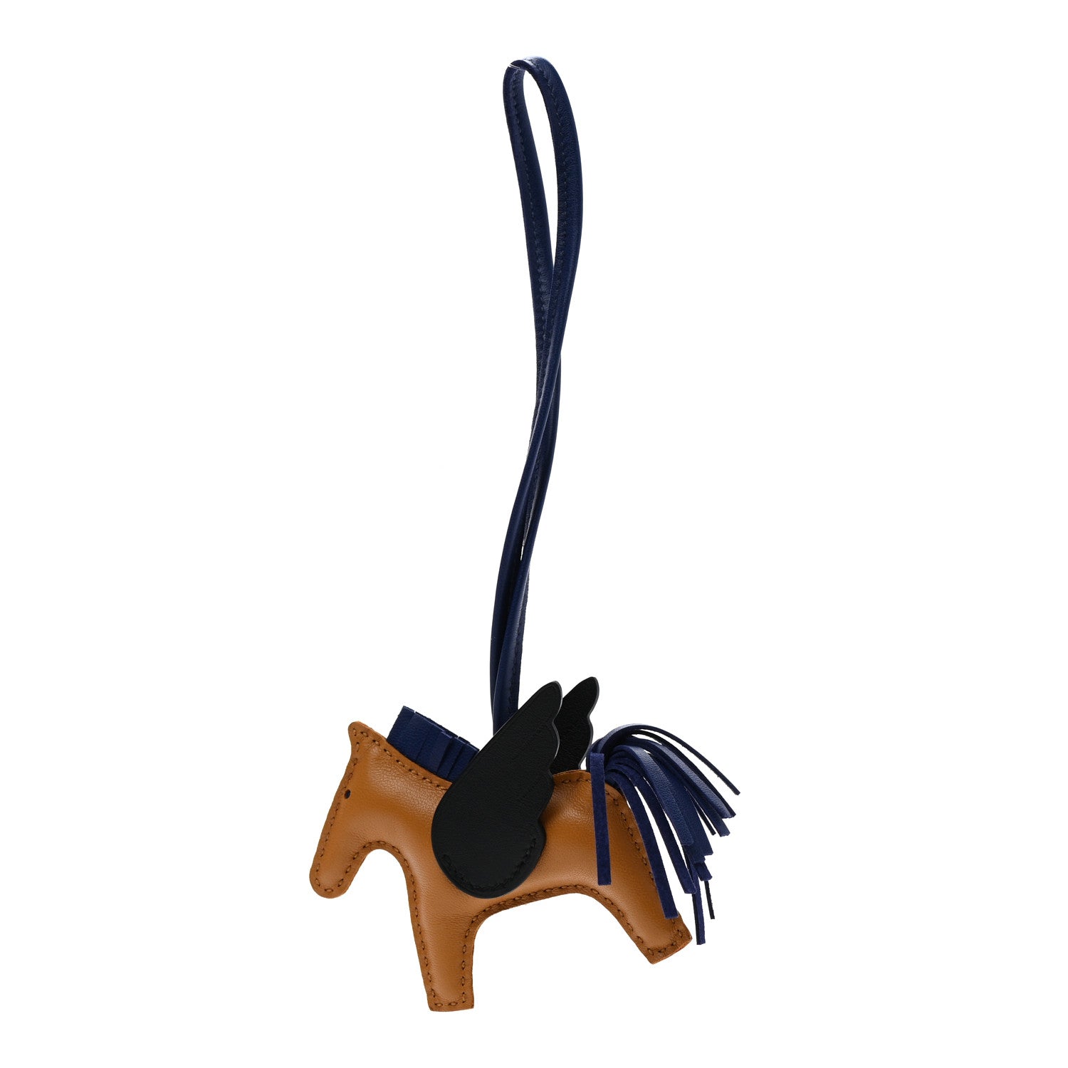 Hermes Milo Lambskin Grigri Rodeo Pegase Horse Bag Charm PM Sesame Black Bleu Saphir 1 of 5