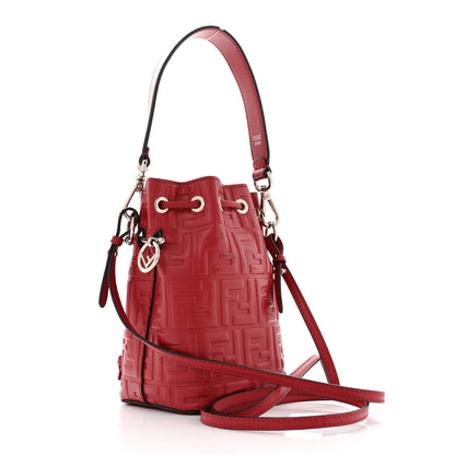 Fendi Vitello Liberty F is Fendi FF 1974 Embossed Mini Mon Tresor Bucket Bag Fragola 3 of 11