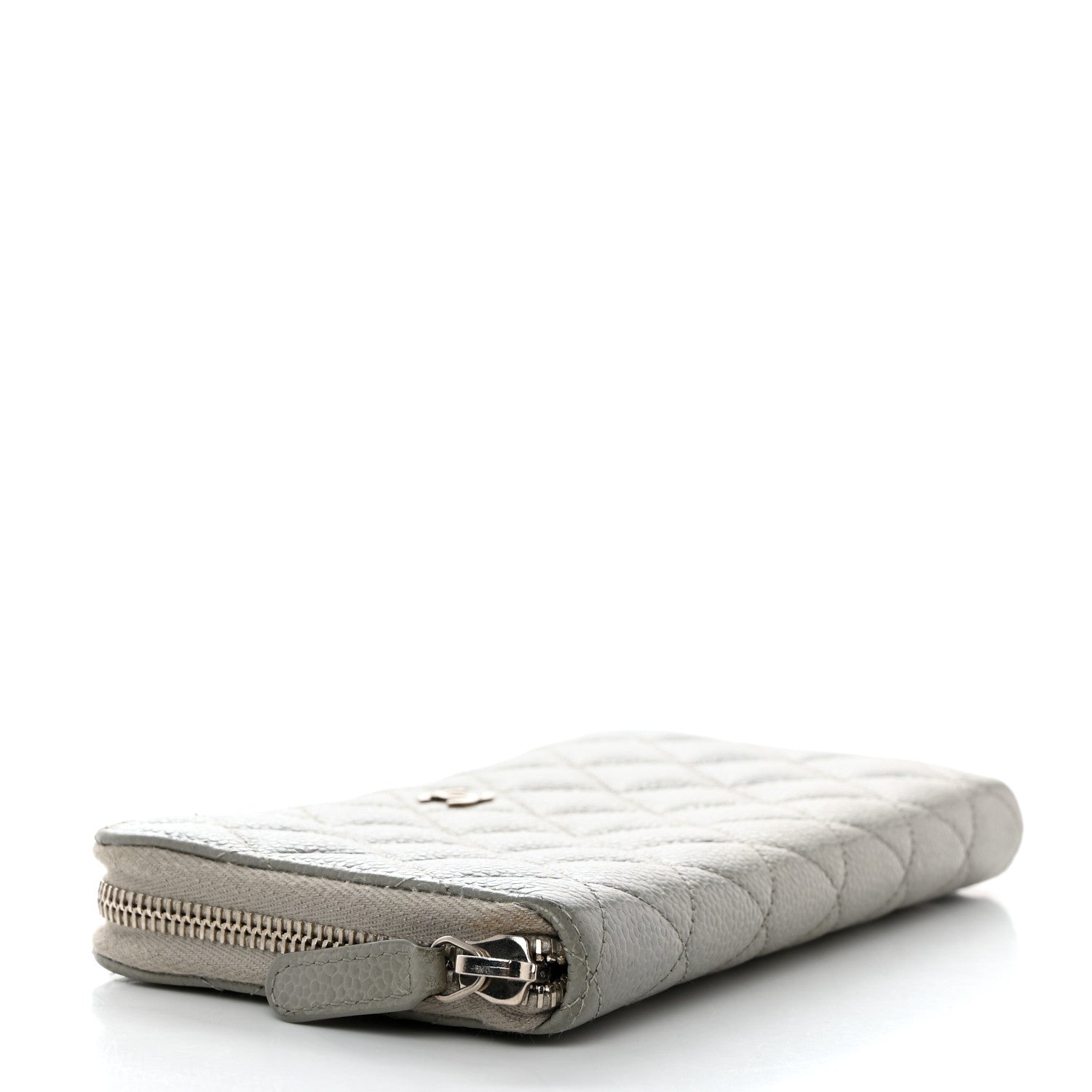 Chanel Caviar Quilted Large Gusset Zip Around Wallet Grey 4 of 12