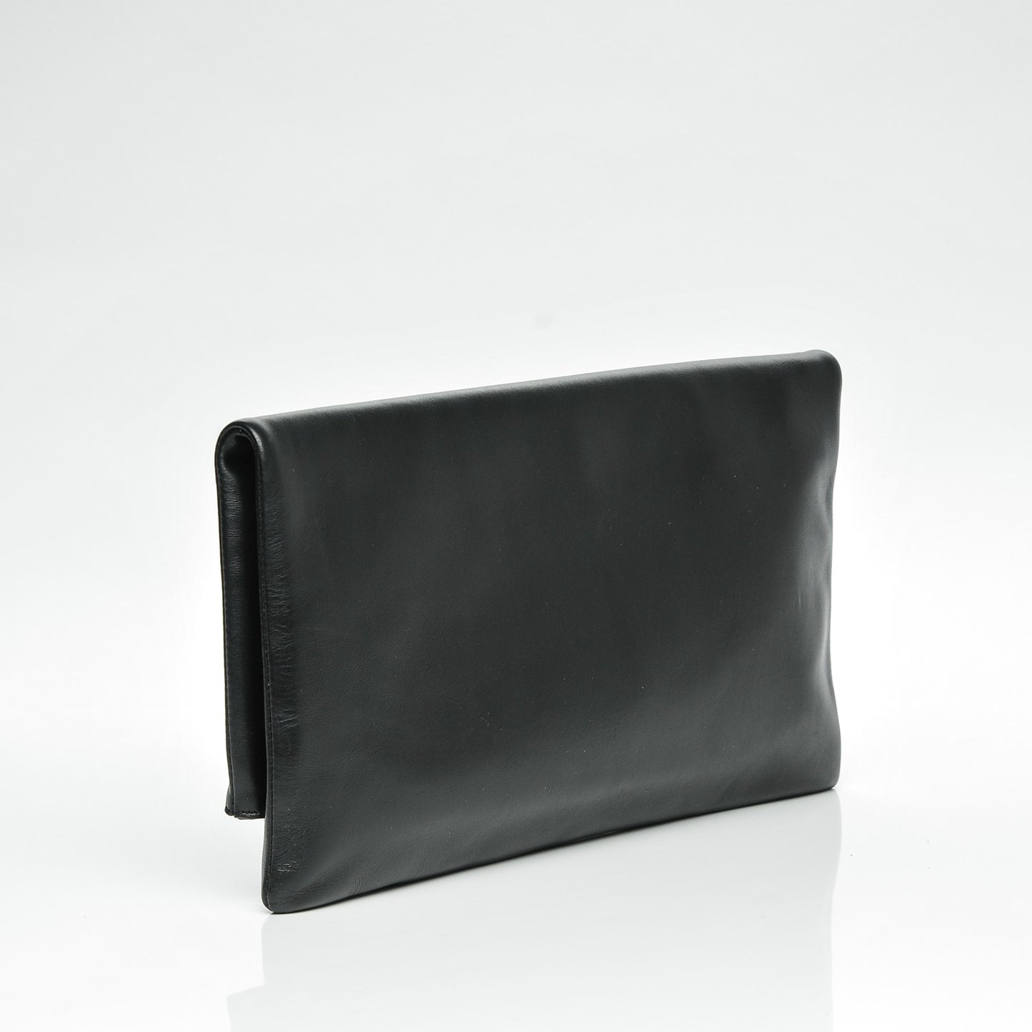 Smooth Calfskin Letters Fold-Over Clutch Black
