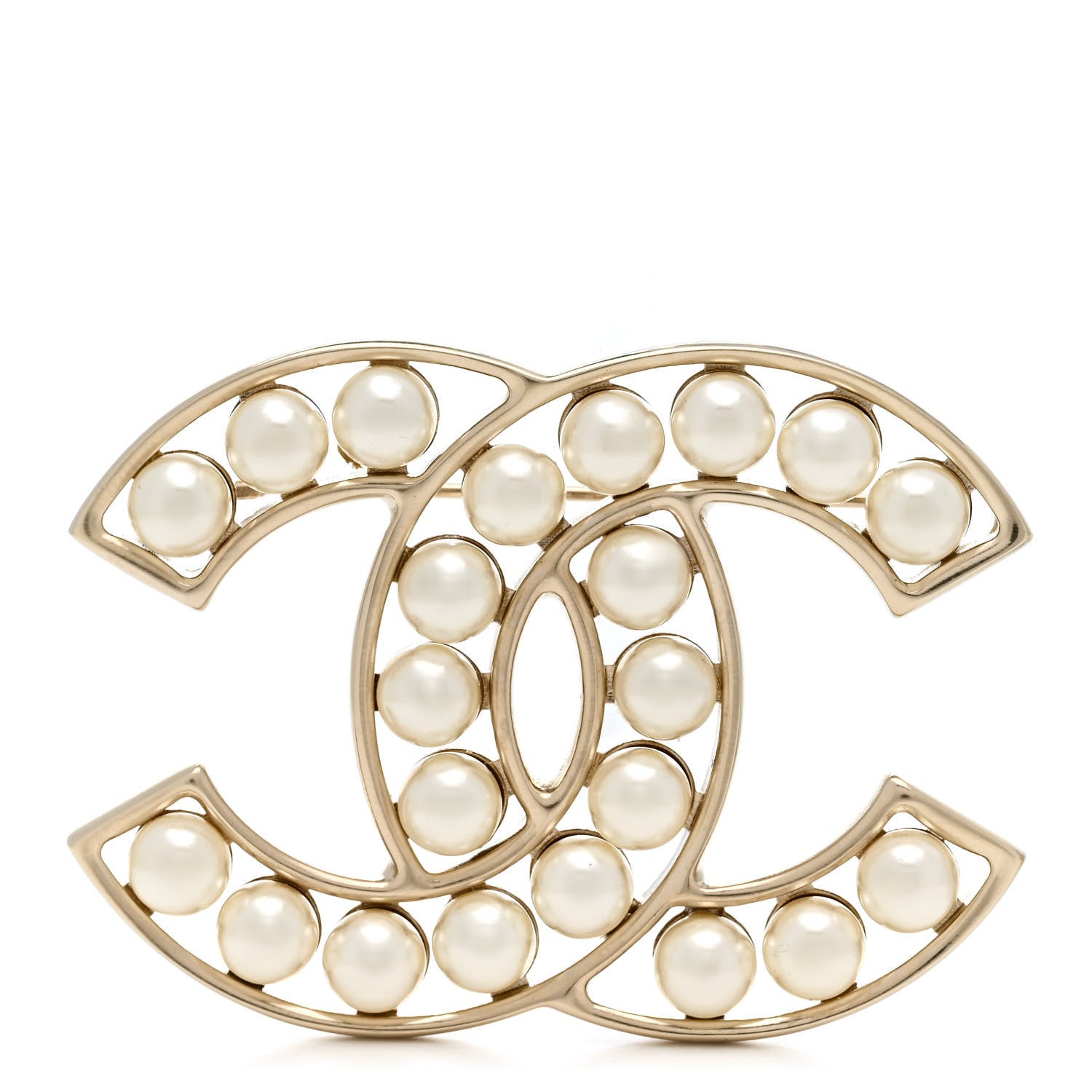 Chanel Pearl CC Brooch Light Gold 1 of 3