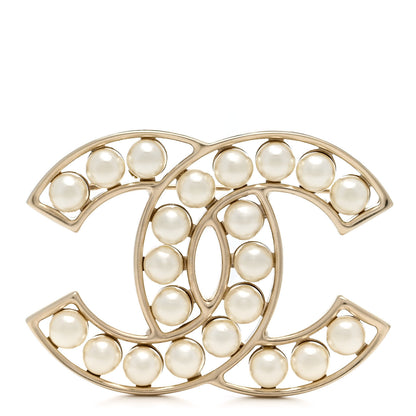 Chanel Pearl CC Brooch Light Gold 1 of 3