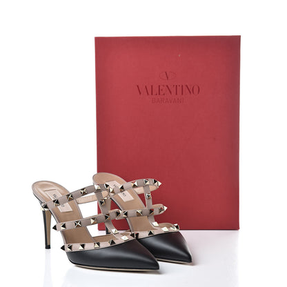 Valentino Garavani Calfskin Rockstud 90mm Cage Mules 37 Black Poudre 8 of 8