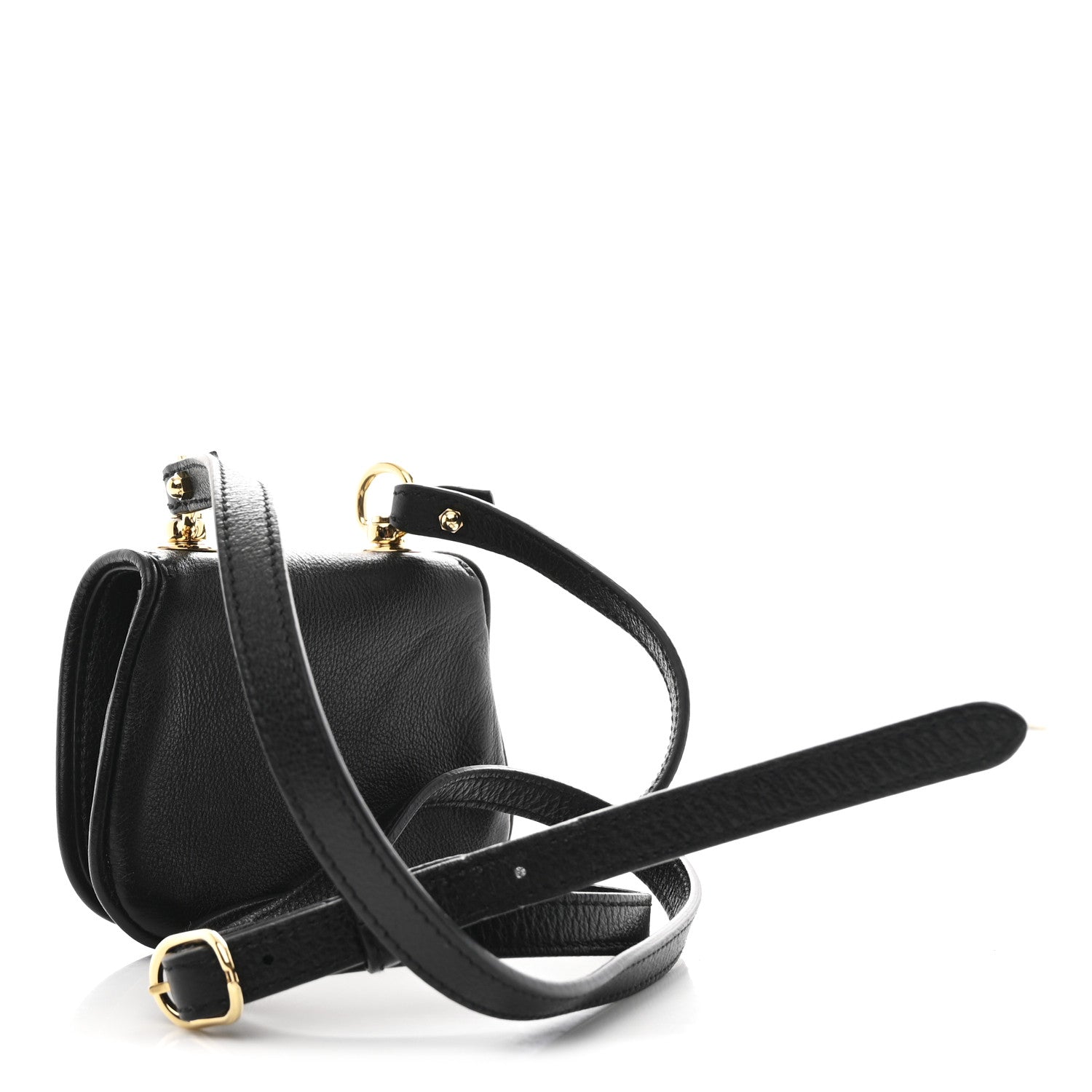 Gucci Roxy Calfskin Mini Blondie Card Case Wallet with Strap Shoulder Black 3 of 11