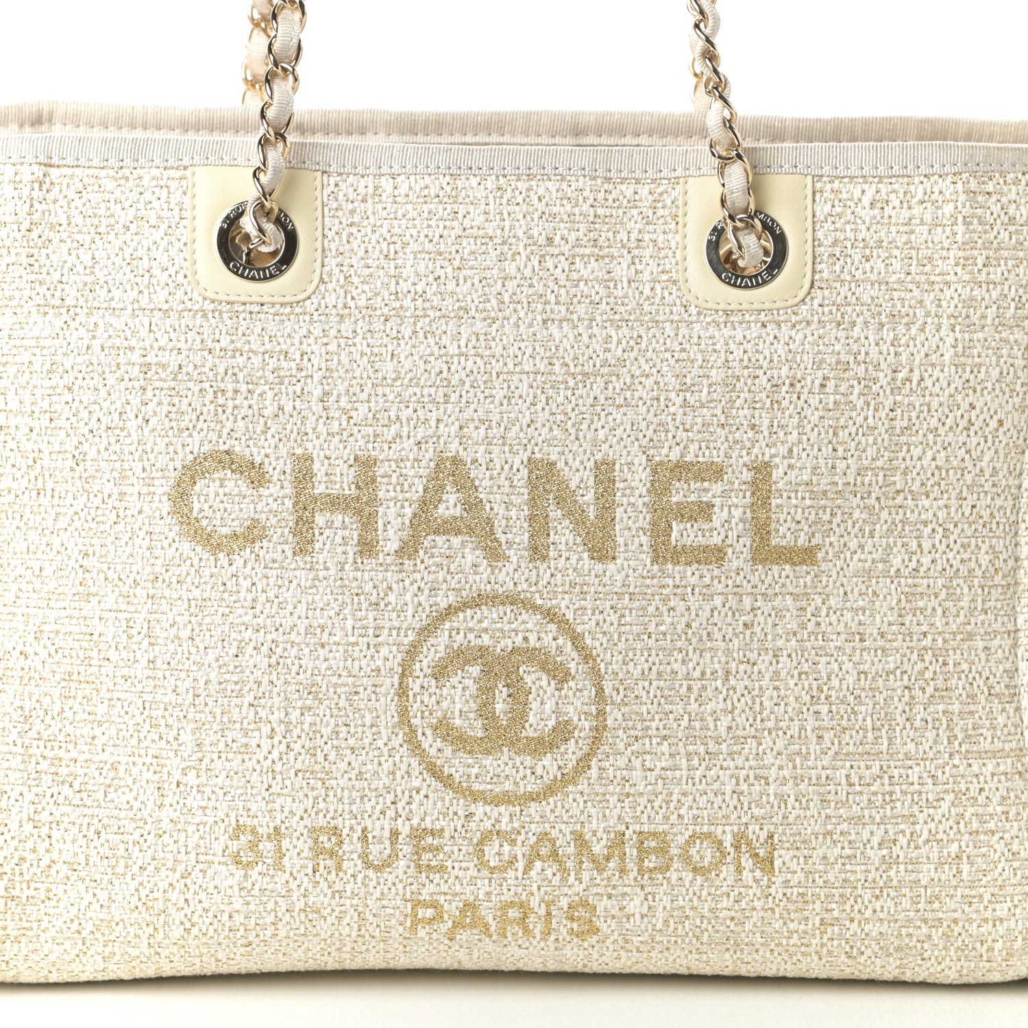 Chanel Lurex Boucle Small Deauville Tote Ivory 8 of 10