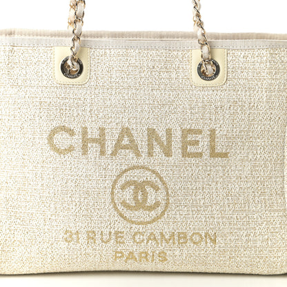 Chanel Lurex Boucle Small Deauville Tote Ivory 8 of 10