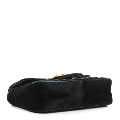 Gucci Velvet Matelasse Mini GG Marmont Shoulder Bag Black 4 of 10
