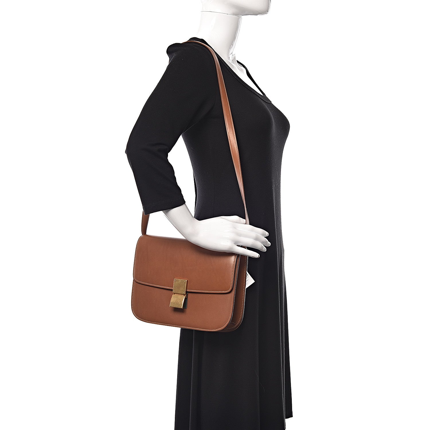 Celine Smooth Calfskin Medium Classic Box Flap Bag Camel 2 of 9