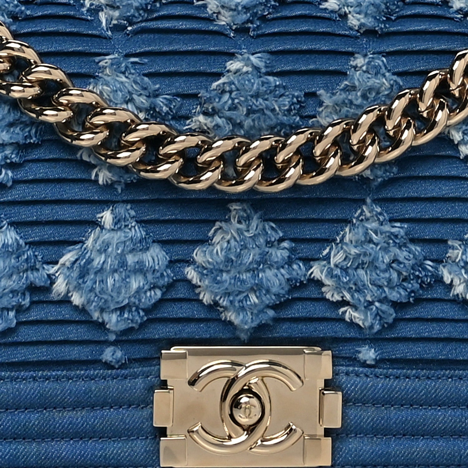 Chanel Denim Pleated Medium Boy Flap Light Blue 8 of 10