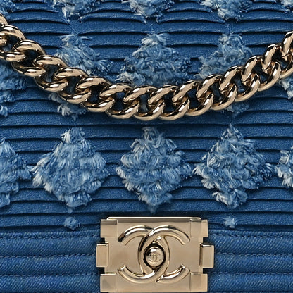 Chanel Denim Pleated Medium Boy Flap Light Blue 8 of 10