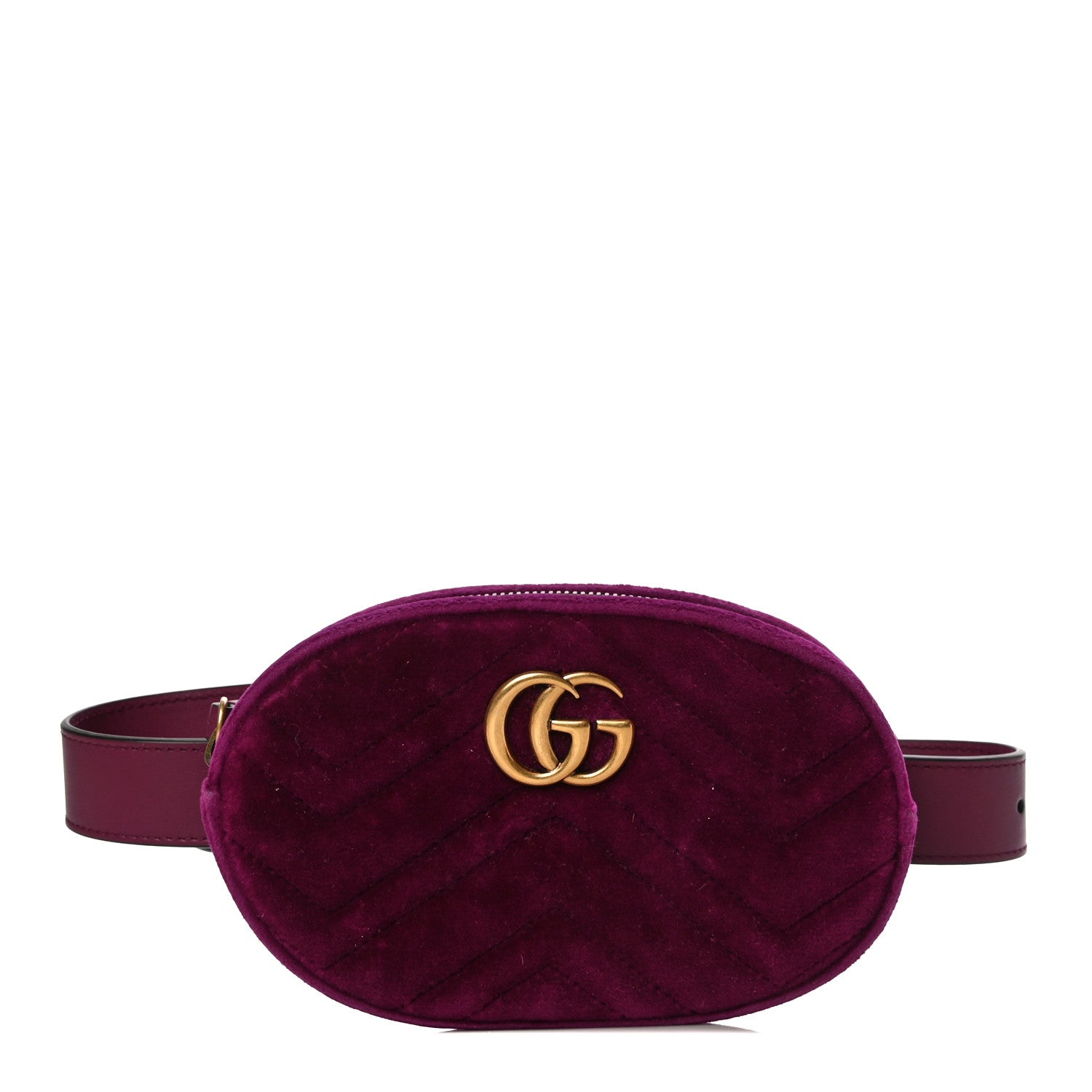Gucci Velvet Matelasse GG Marmont Belt Bag 85 34 Fuchsia Violet Cyclamen 1 of 11