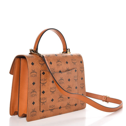 MCM Visetos Medium Patricia Pocket Satchel Cognac 3 of 10