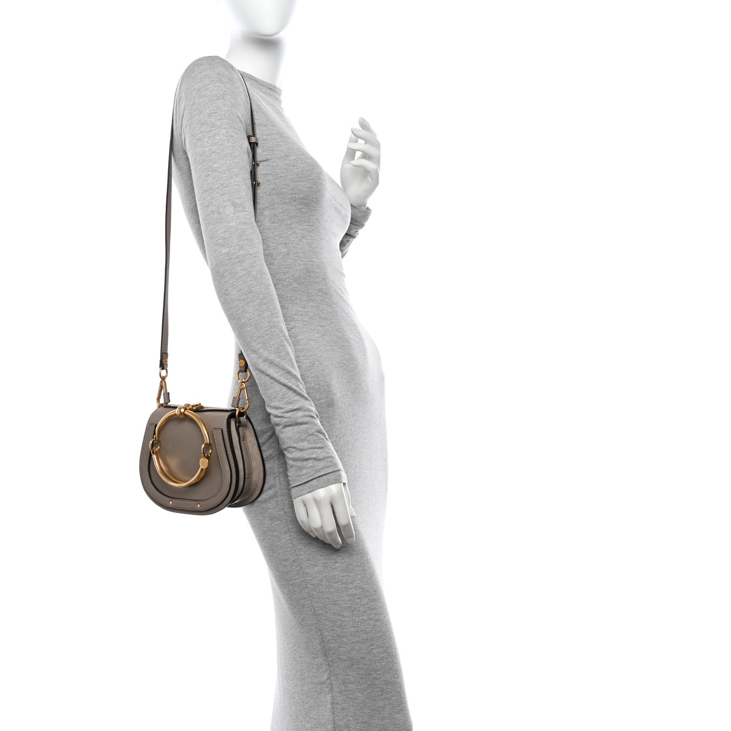 Chloe Calfskin Suede Small Nile Bracelet Bag Motty Grey 2 of 12