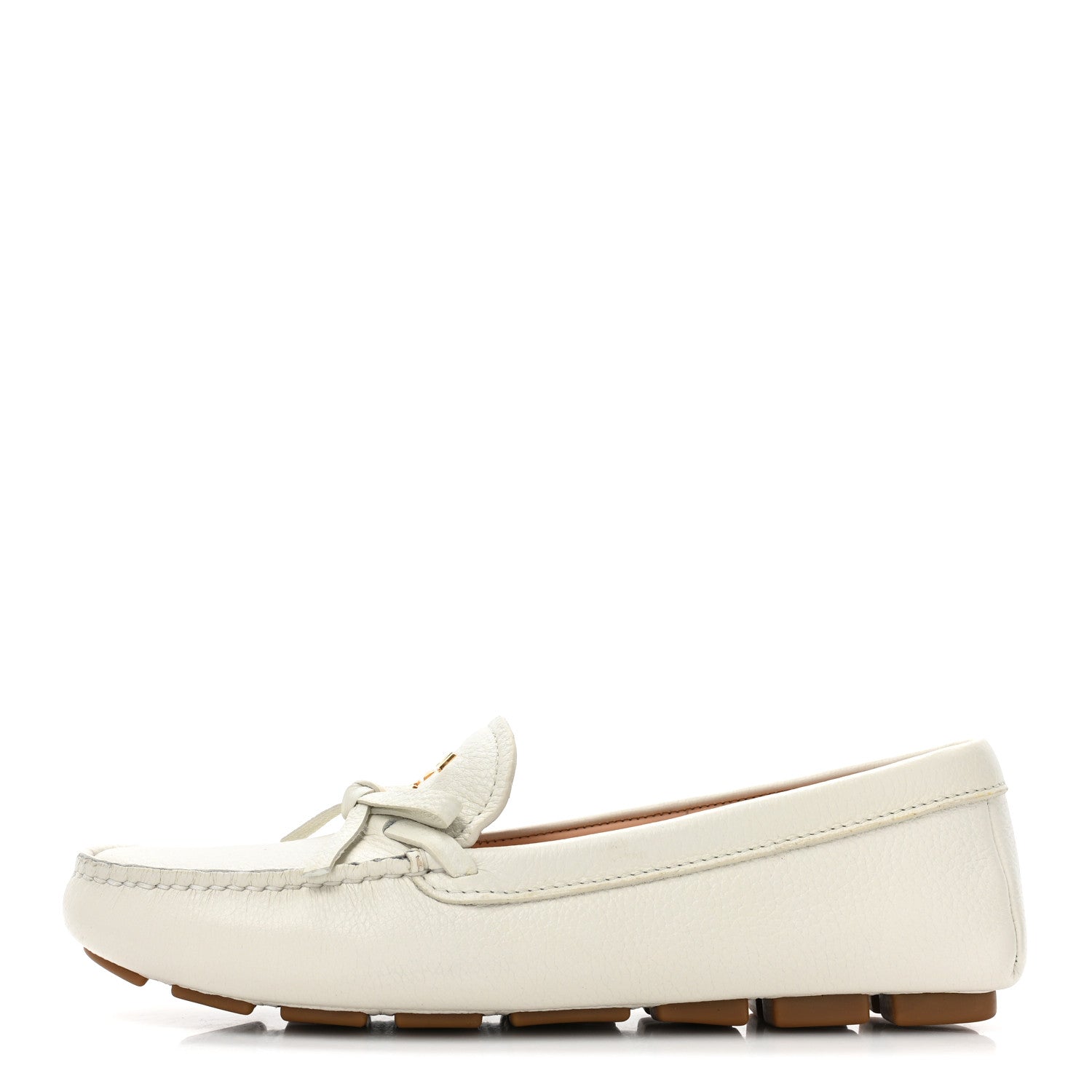 Prada Calfskin Bow Driving Loafer 36 White 1 of 13