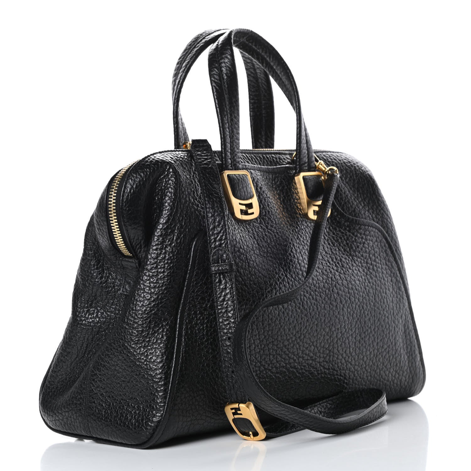 Fendi Pebbled Calfskin Large Chameleon Tote Black 3 of 10