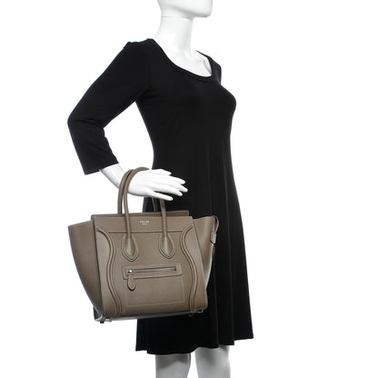 Celine Drummed Calfskin Micro Luggage Souris 2 of 9