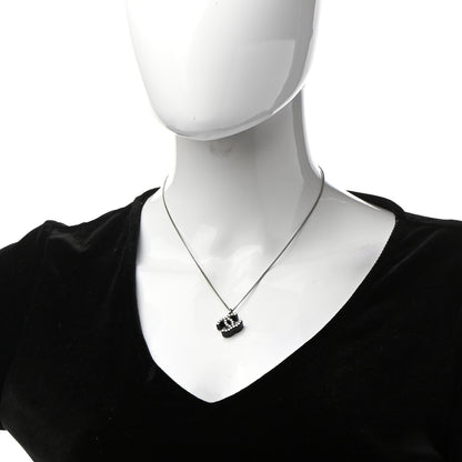Chanel Resin Metal Studded CC Necklace Black 2 of 6