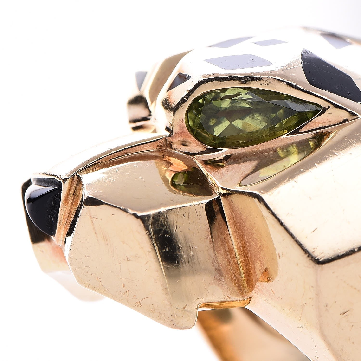 Cartier 18K Yellow Gold Peridot Onyx Panthère De Ring 57 8 8 of 16