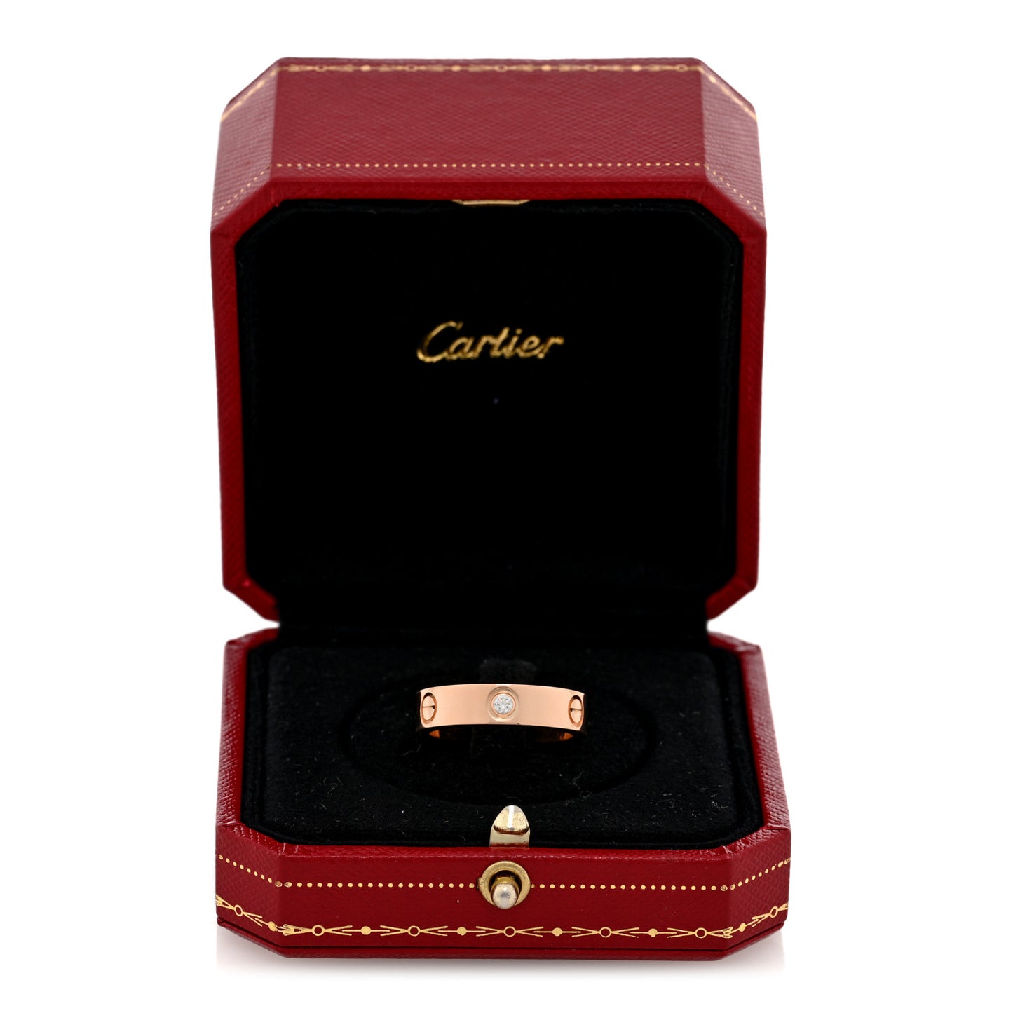 18K Pink Gold 3 Diamond 5.5mm LOVE Ring 59 8.75