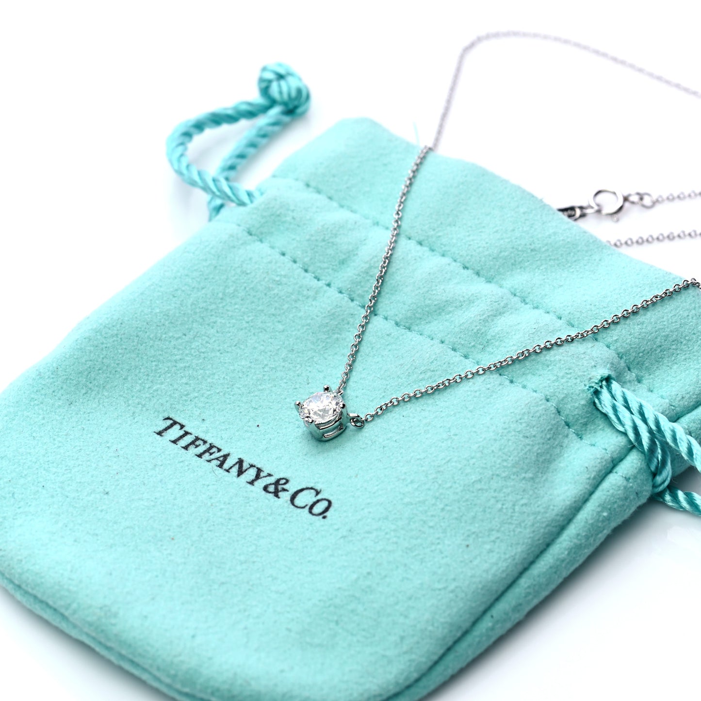 Platinum Diamond .74ct Solitaire Pendant Necklace