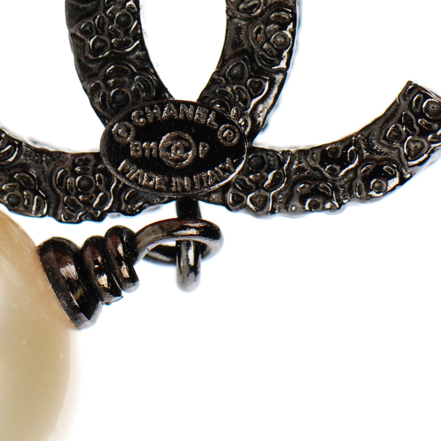 Ruthenium CC Pearl Drop Earrings