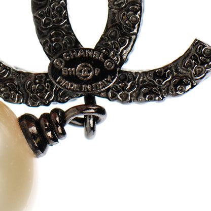 Chanel Ruthenium CC Pearl Drop Earrings 3 of 5