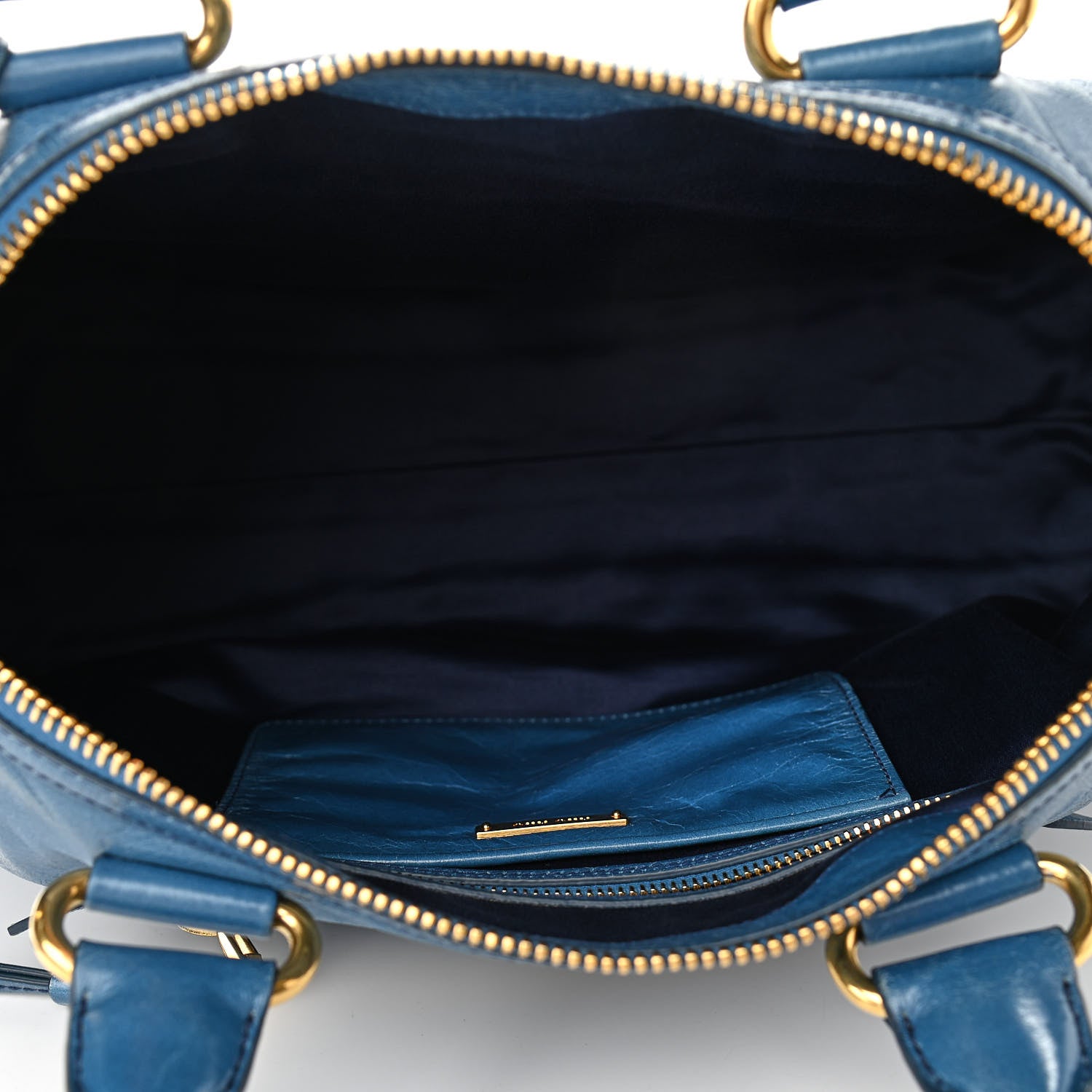 Miu Miu Vitello Shine Zip Tote Oceano 7 of 9