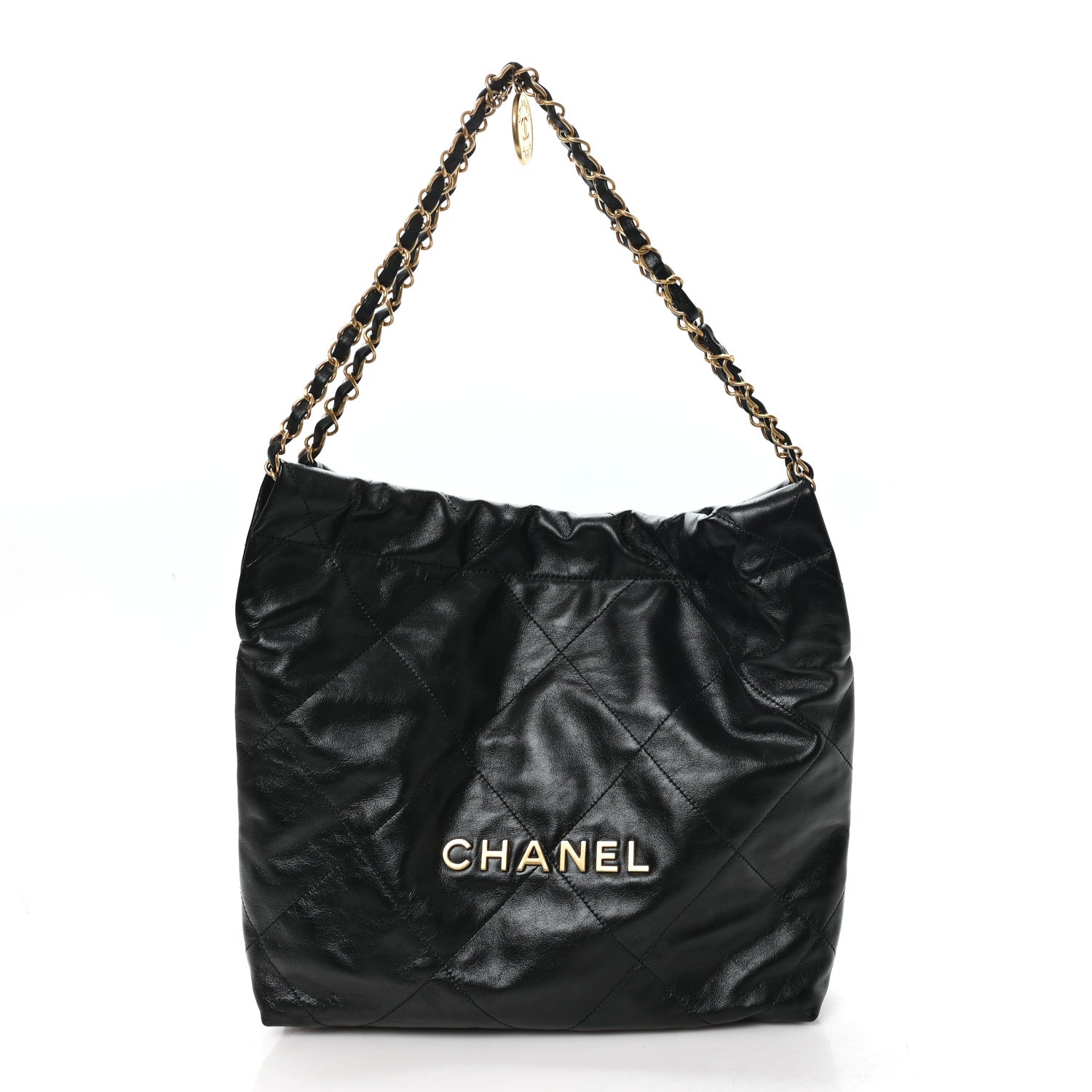 Chanel Shiny Calfskin Quilted Small Chanel 22 Black 1 of 11