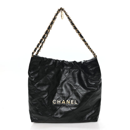 Chanel Shiny Calfskin Quilted Small Chanel 22 Black 1 of 11