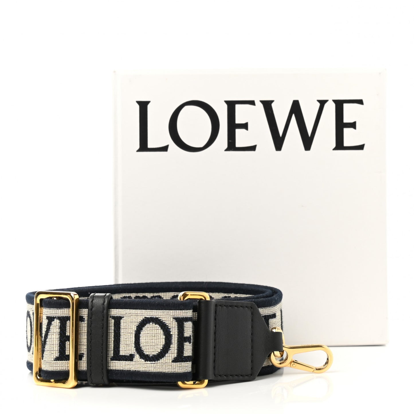 Calfskin Jacquard Anagram Strap Navy Black