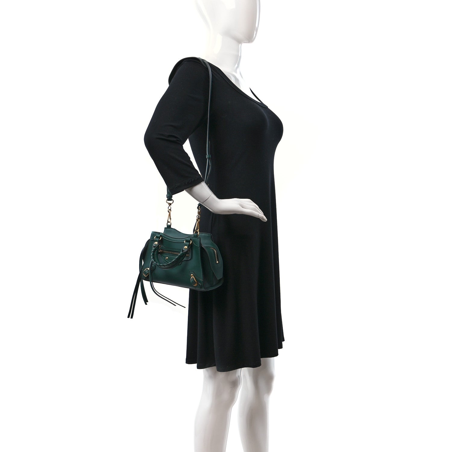 Balenciaga Smooth Calfskin Neo Classic Gold Hardware Mini City Forest Green 3 of 9