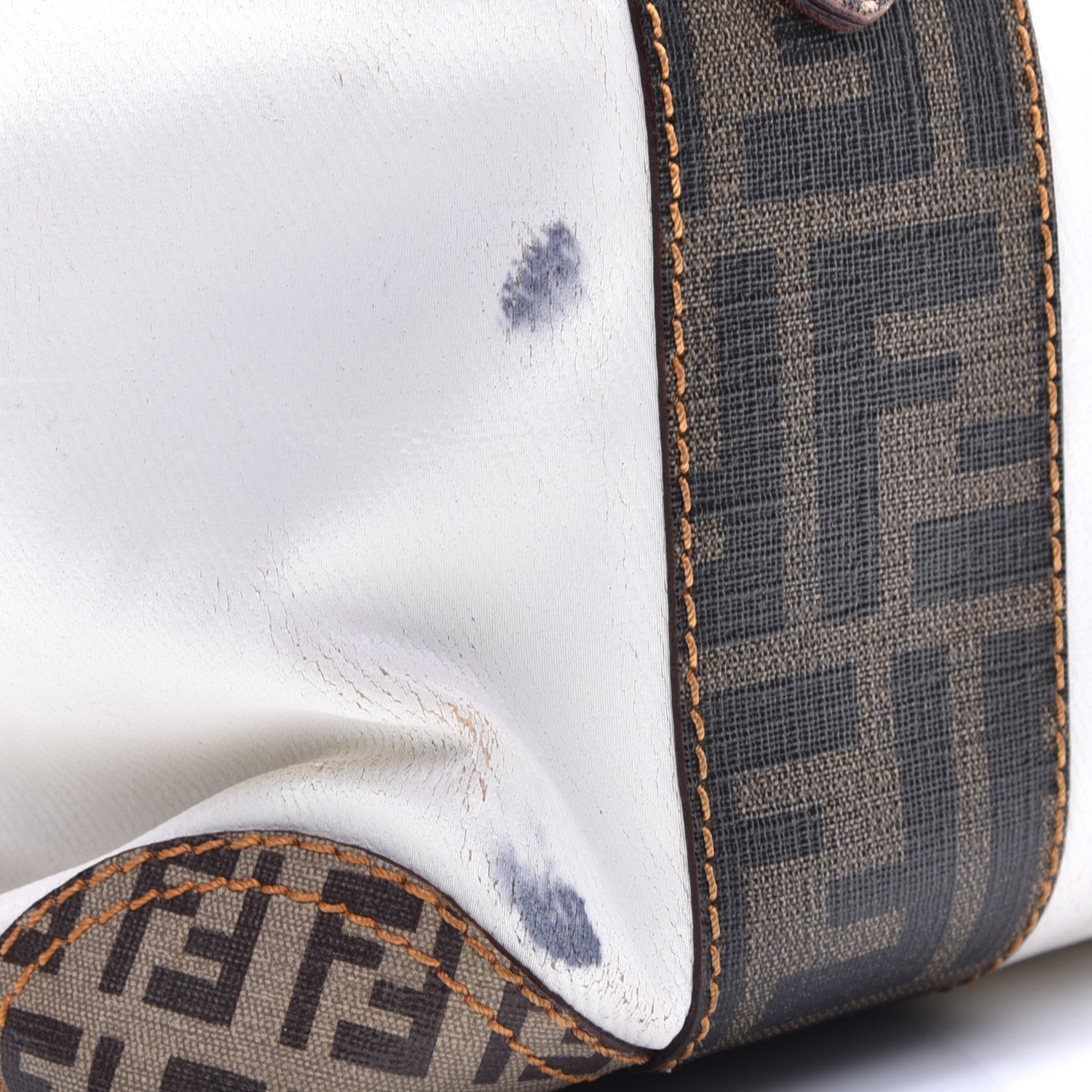 Fendi Canvas Zucca Zucchino Spalmati Mixed Media Small B Mix Tote White 9 of 12