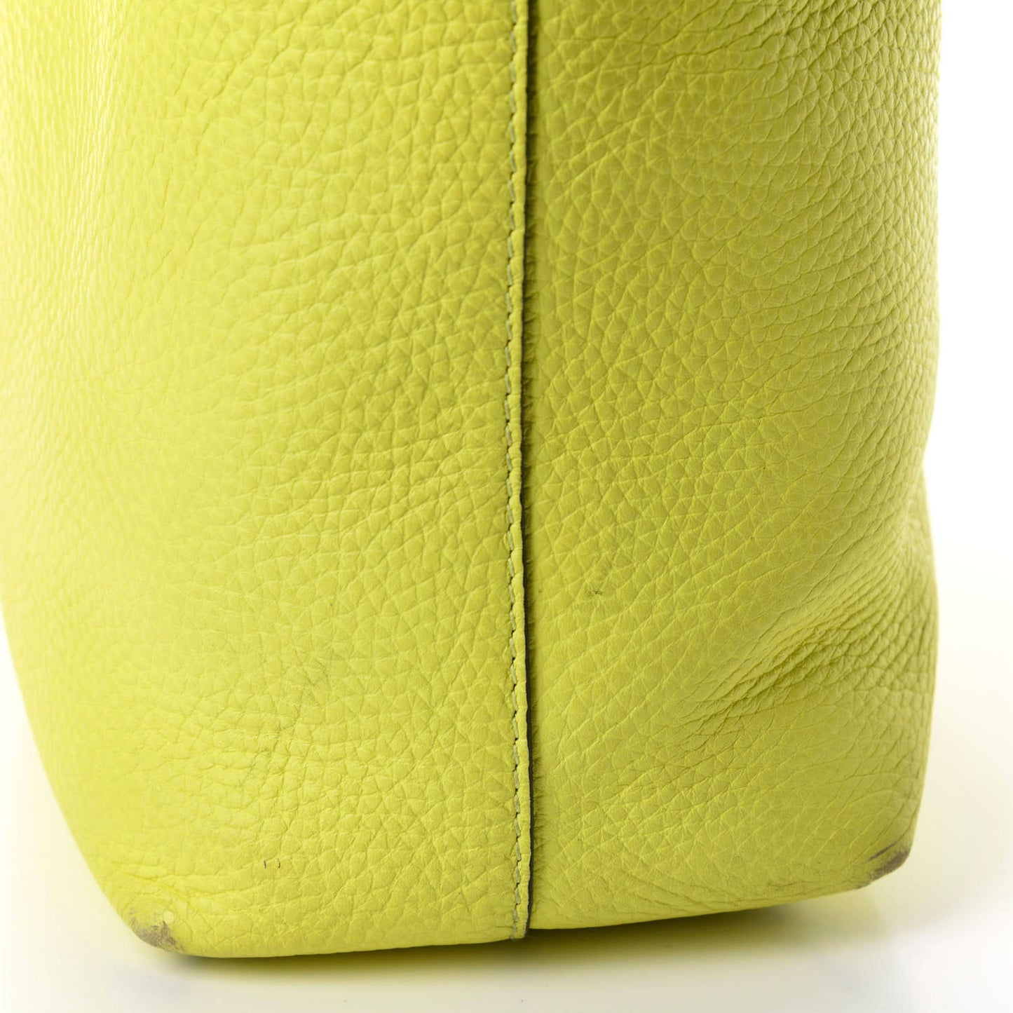 Grainy Calfskin Remington Tote Neon Yellow