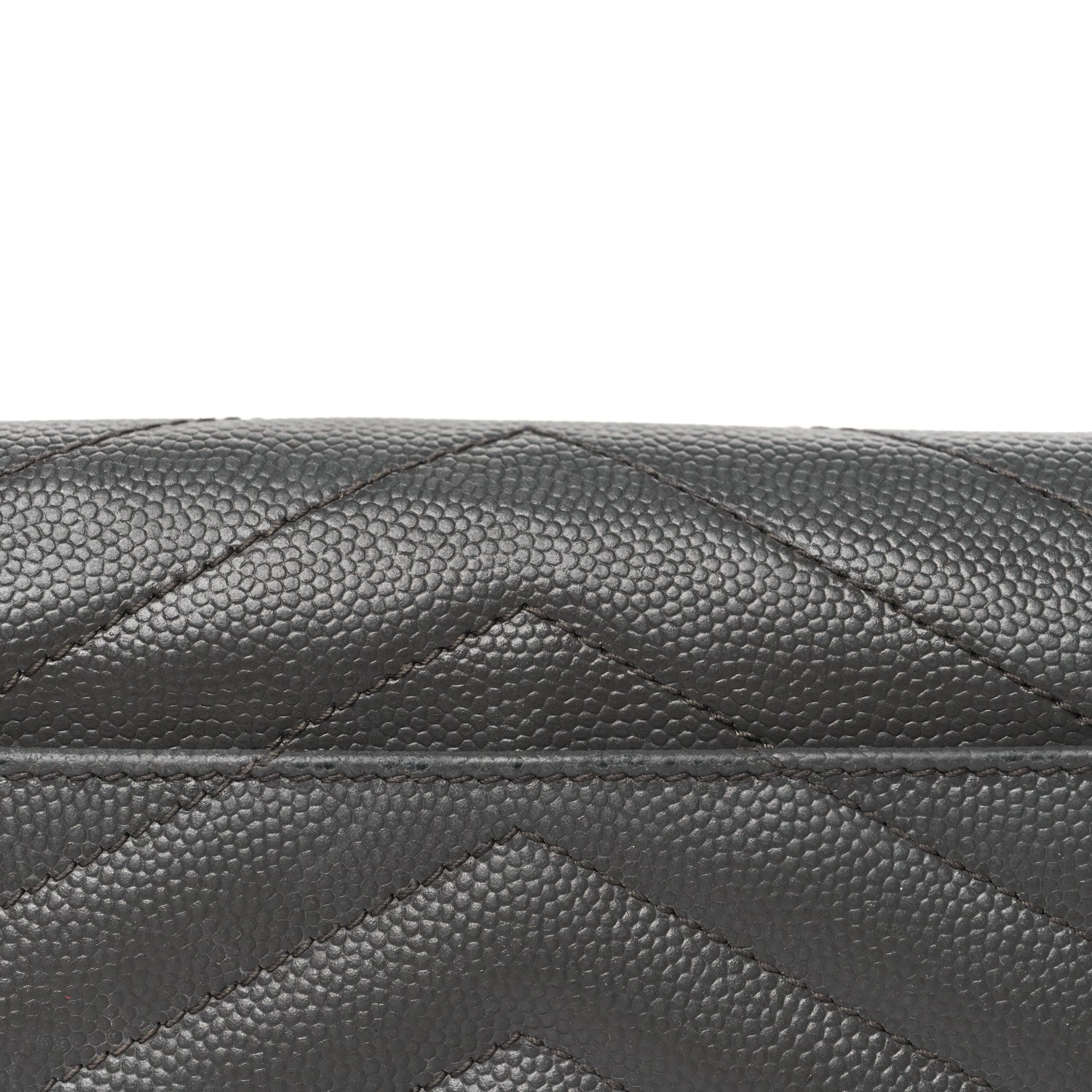 Saint Laurent Grain De Poudre Matelasse Chevron Monogram Compact Tri Fold Wallet Earth 14 of 14