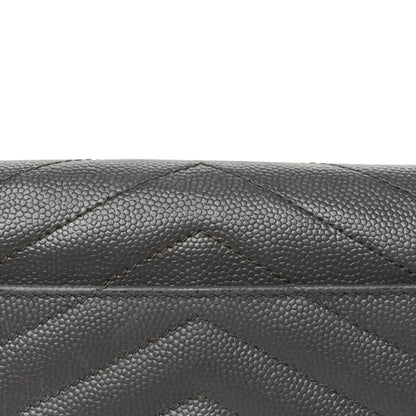 Saint Laurent Grain De Poudre Matelasse Chevron Monogram Compact Tri Fold Wallet Earth 14 of 14
