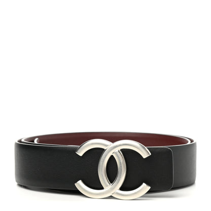 Chanel Calfskin CC Reversible Belt 80 32 Black Burgundy 1 of 6