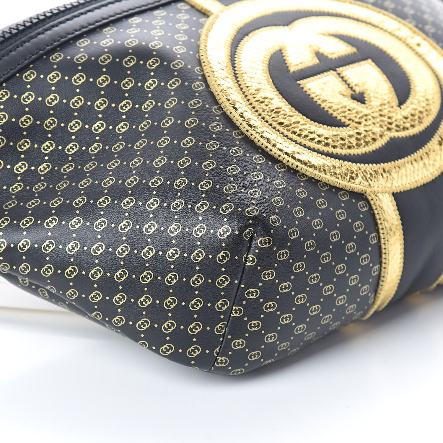 Gucci X DAPPER DAN Calfskin Laminated Ayers GG Micro Monogram Mens Belt Bag Black 8 of 9