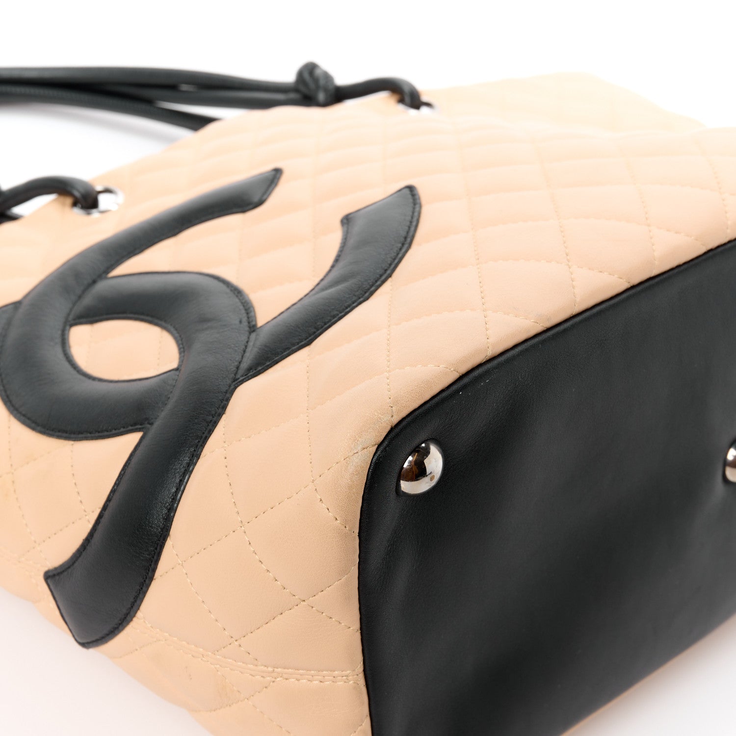 Chanel Calfskin Quilted Large Cambon Tote Beige Black 13 of 13